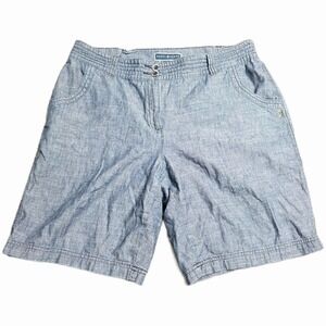 Karen Scott Chambray  Shorts Women's Size 12 Blue Elastic Waist Cotton Casual